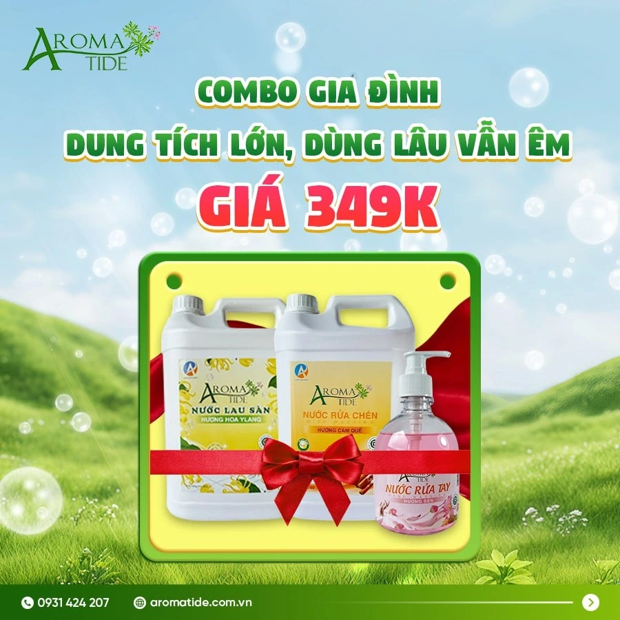 <p>Combo dung tích lớn, dùng lâu vẫn êm gồm:</p><ul><li>1 can nước rửa tay 2kg</li><li>1 can nước rửa chén 5kg</li><li>1 can nước lau sàn 5kg</li></ul>